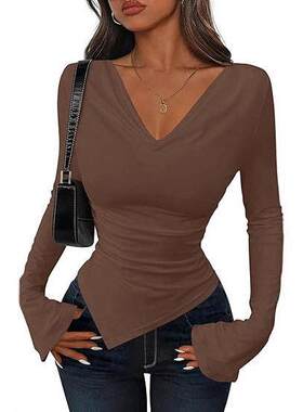 2025 long sleeved feminine style pile collar top