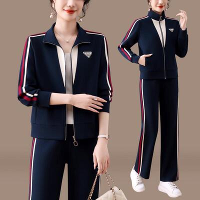 时新尚时休87673211闲运动套装女春季款髦洋气开阔衫腿裤显瘦两件