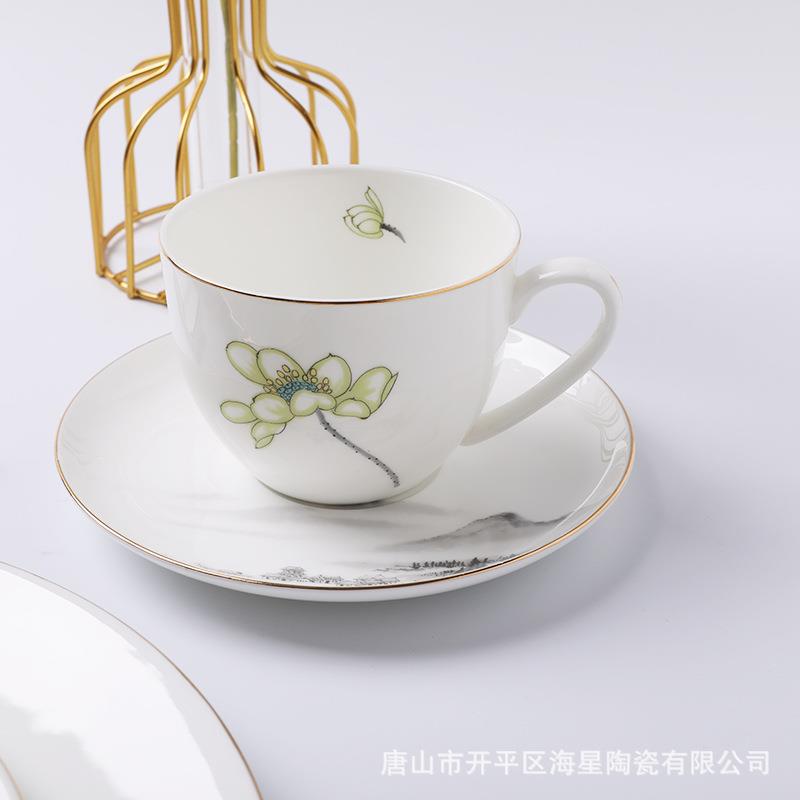 中式酒店摆台餐具骨瓷釉上彩印logo广告礼品厂家跨境货源酒店礼品