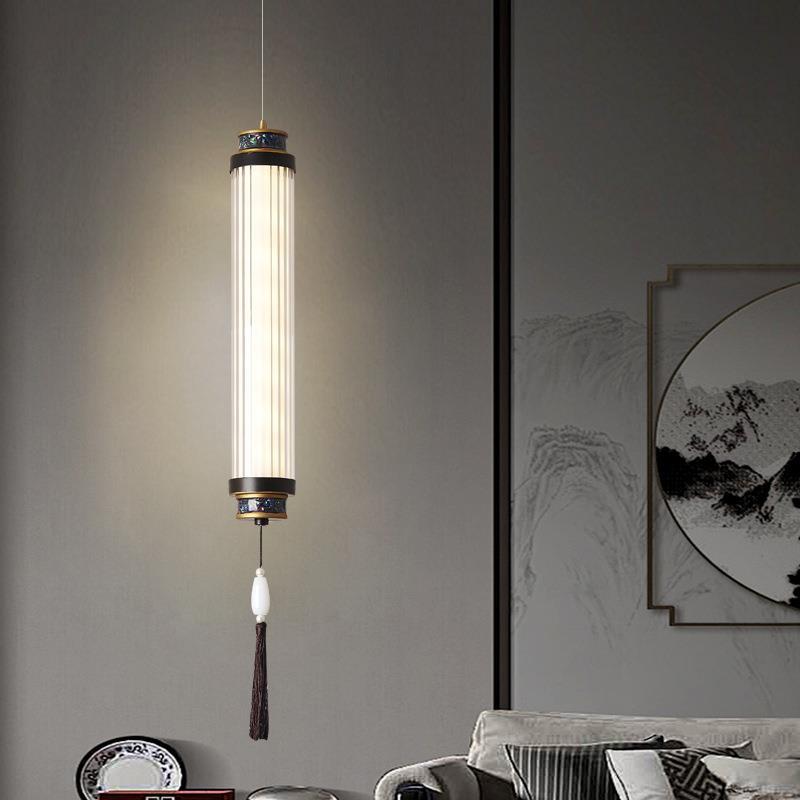 新中式小吊灯床头灯中国风走廊过道吧台单头餐厅茶室书房长条吊灯