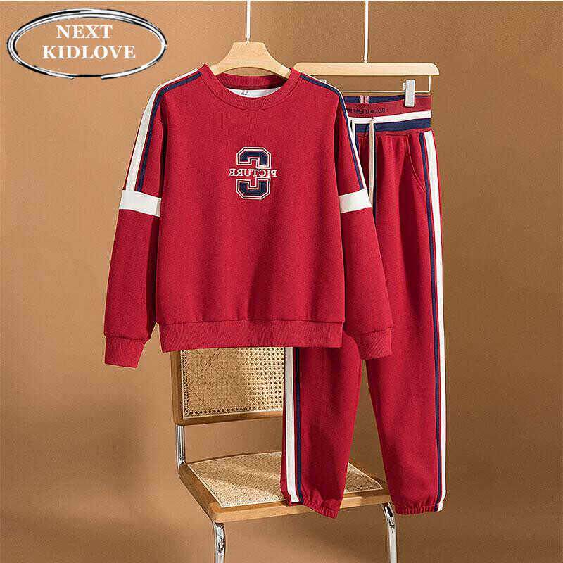 香港大码长袖圆领卫衣卫裤红色套装女胖mm休闲减龄运动服春秋新款