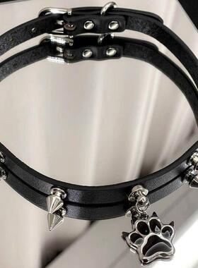 男士狗颈环项圈男生女颈带高级感耶诞颈环叛逆小狗项圈女颈带猫爪