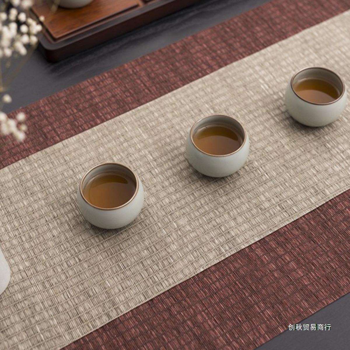 草编防水茶席新中式禅意桌旗竹席茶道茶旗茶垫日式茶桌垫套装其他