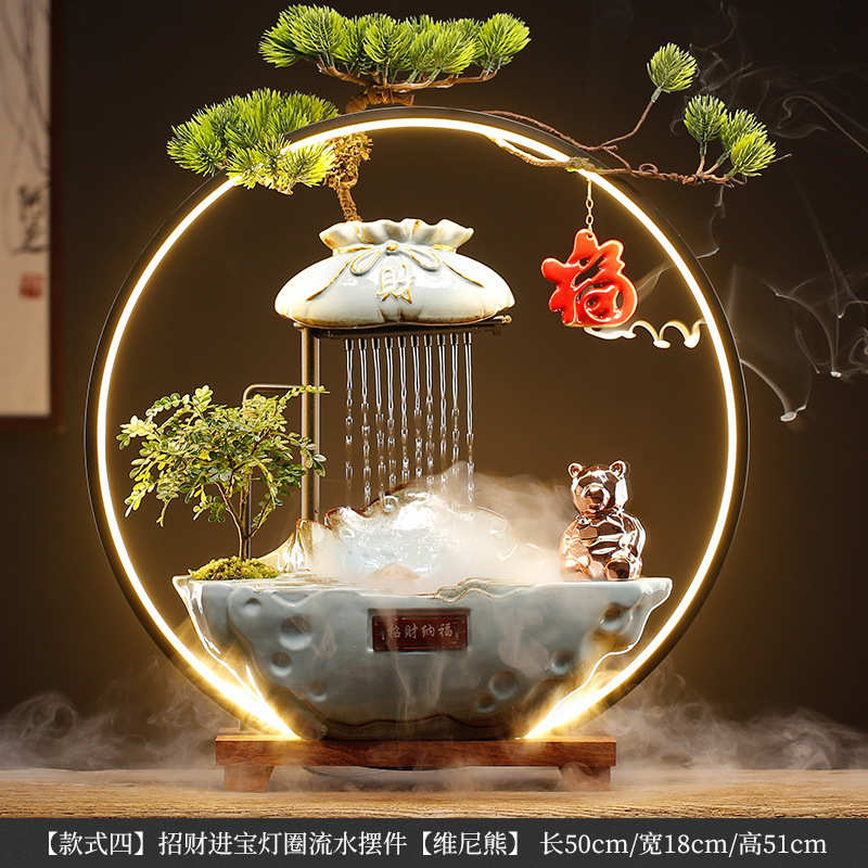 礼品流水办公室生财创意桌面招财家居装饰水车客厅循环水摆件开业