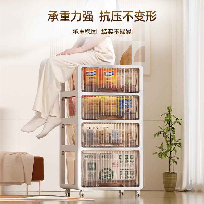 PET欧式客厅家用零食收纳柜 免安装抽屉组合收纳层柜加厚透明柜子