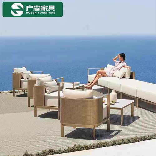户外沙发组合售楼部别墅庭院花园躺椅设计师酒店露天阳台室外家具