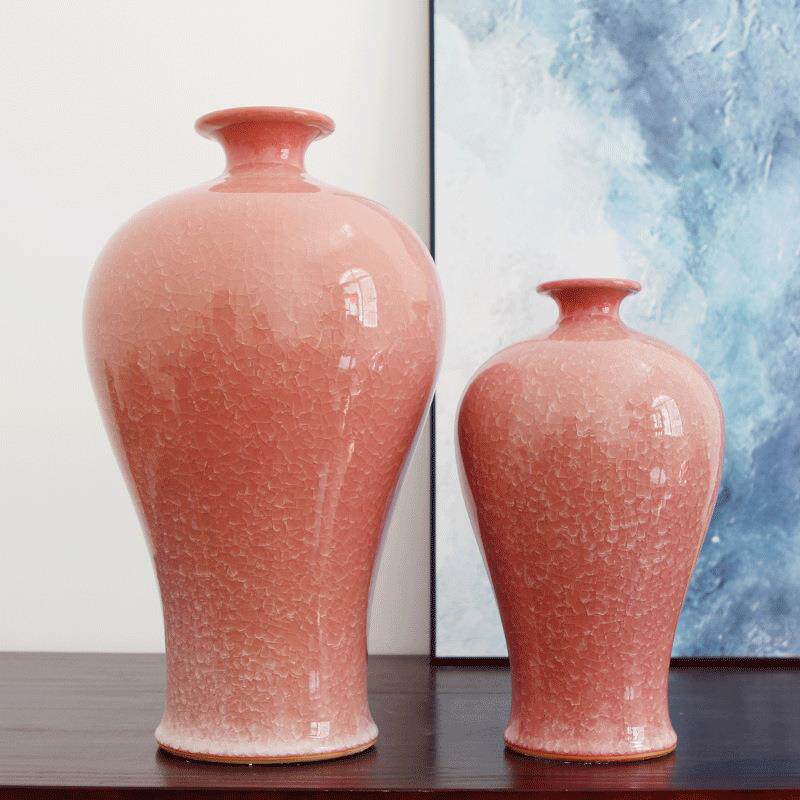 粉色陶瓷花瓶摆件桌面花艺插花鲜花小众设计感落地大摆件