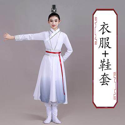 高档壮志少年古典舞蹈水演服中国风墨国学出汉服中行小学朗诵开笔