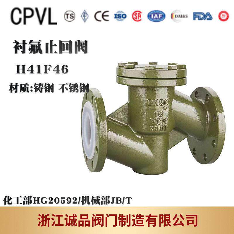 衬氟止回阀H41F46-16升降式四氟止回阀铸钢不锈钢