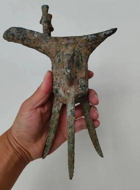 正品父辛爵仿古铜器酒杯摆青件酒樽王古代帝杯三足杯 柜酒厅柜装