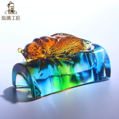 琉璃工艺品知鸟小动物摆件镇纸笔插笔筒办公室展示柜书桌摆件实用