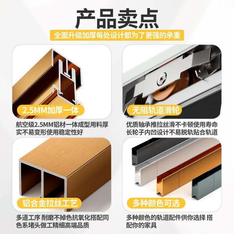 玻璃门轨轨推拉门铝合柜金双滑导展佐致(收示酒柜门滑轨平移门道