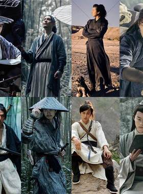 影视古装破旧棉麻男士剑客服江湖浪子门派宋朝武侠侠客服演出服装