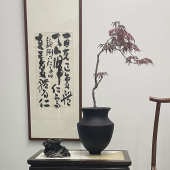 复古径摆件粗花瓶陶瓷花陶土绿插花植陶罐大口花盆陶日式 器白色