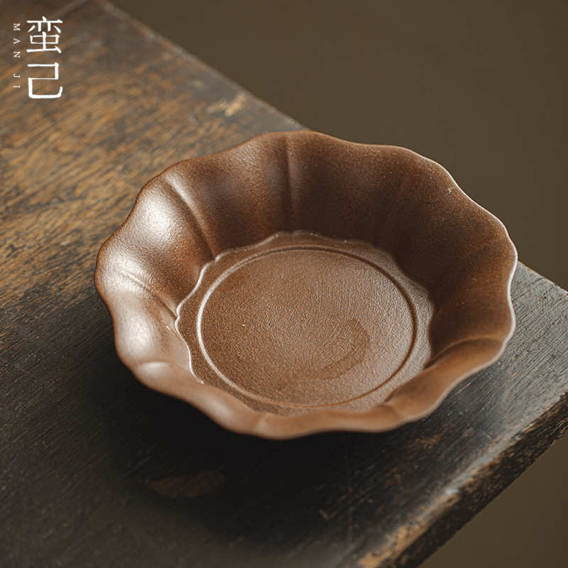 蛮己日式花边壶承茶道配件诧寂风紫砂土花型干泡台多用茶点盘果盘