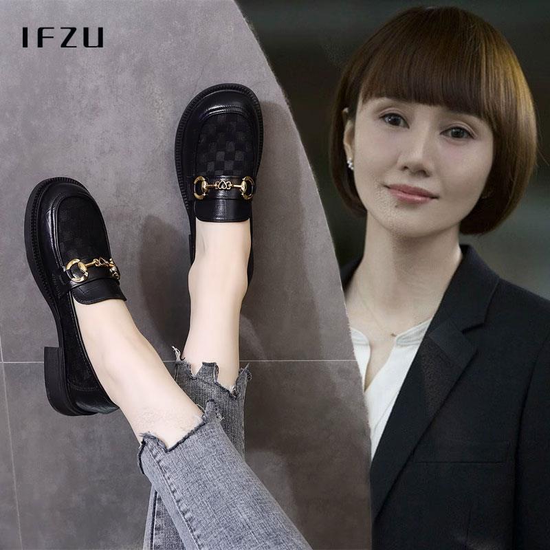 真皮网纱乐福鞋女夏季2025新款时尚网面透气工作单鞋英伦风小皮鞋