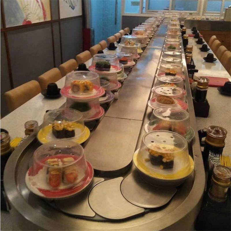 厂家供应旋转火锅设备传送带链条回旋输送餐台