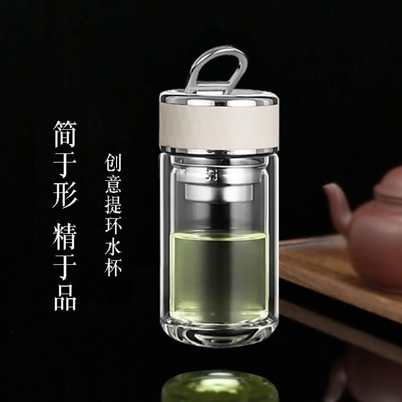 双层玻璃杯家用便携可爱小泡茶水杯隔热简约茶杯单层透明杯