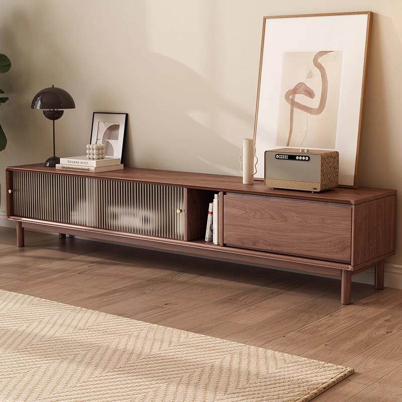 全实木电视柜中古风客厅家用2026新款电视机柜收纳储物一体