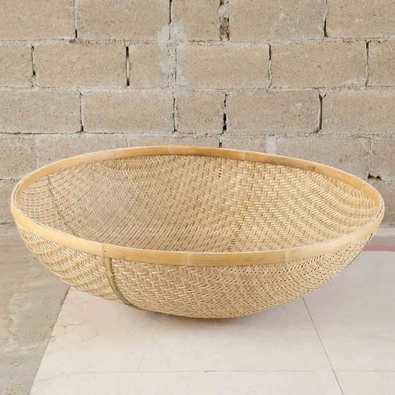 茶叶筐圆形手工竹编篮家用竹筛簸箕茶叶筛竹制工艺品厂家直供