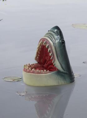 户外池塘漂浮鲨鱼仿真动物树脂河马头摆件跨境水上浮水造景工艺品