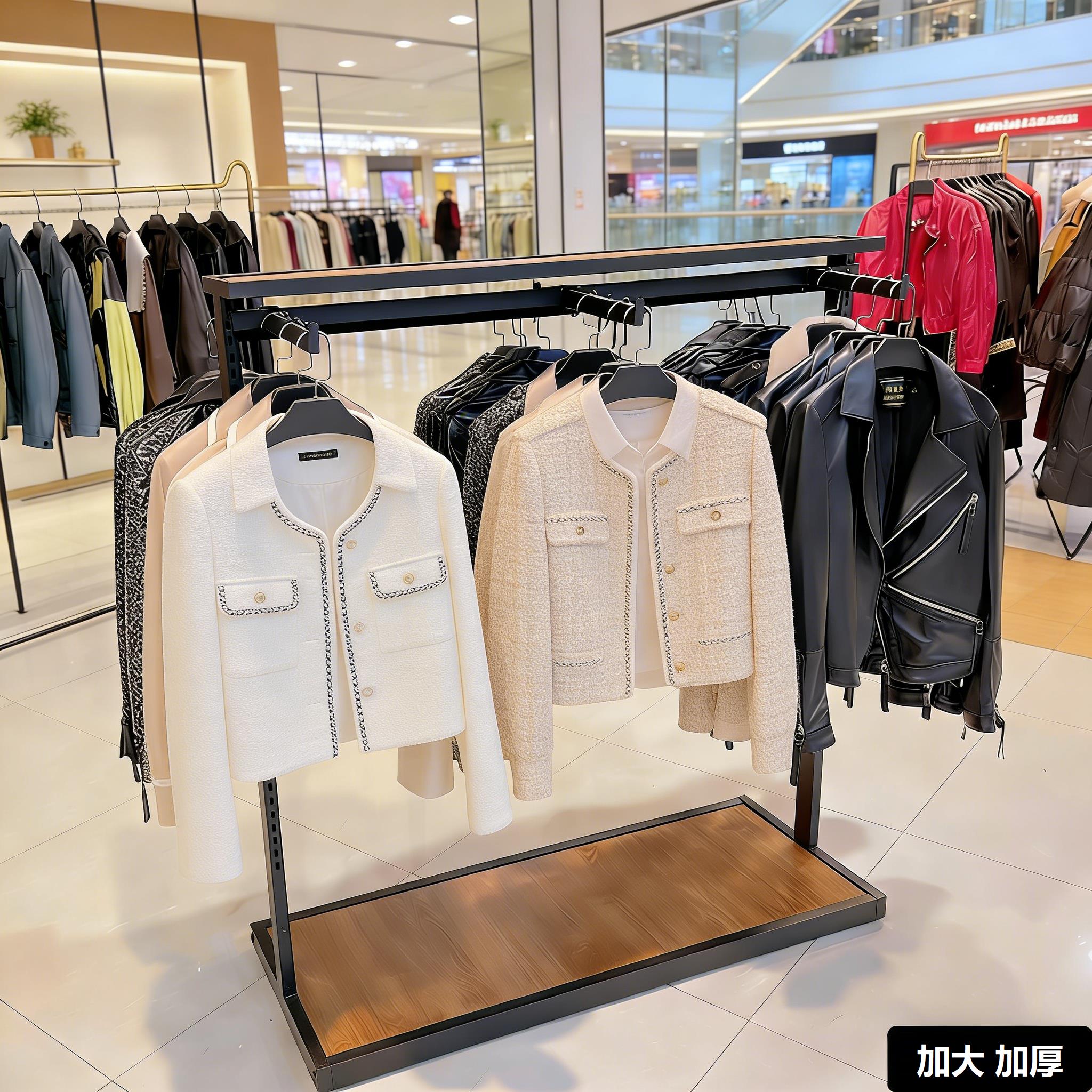服装货架展示架双面正挂中岛架落地式商场服装店衣服裤子架黑色