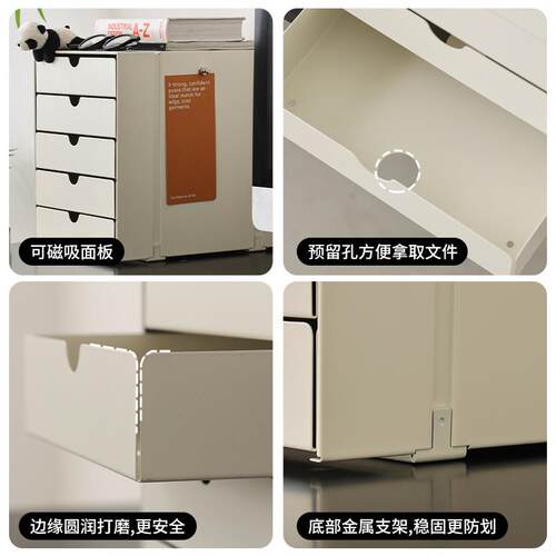 北欧现代简约多层金属抽屉式桌面办公文件收纳柜小户型卧室储物柜