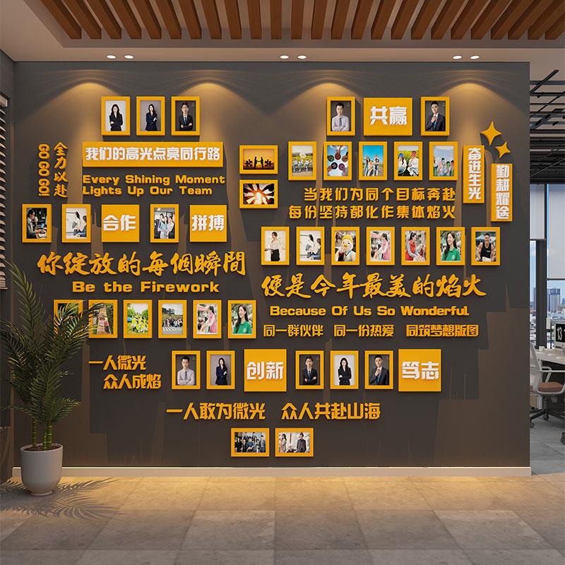 电商销售办公室司文化墙面装饰中介银行保险企业员工风采照片展示