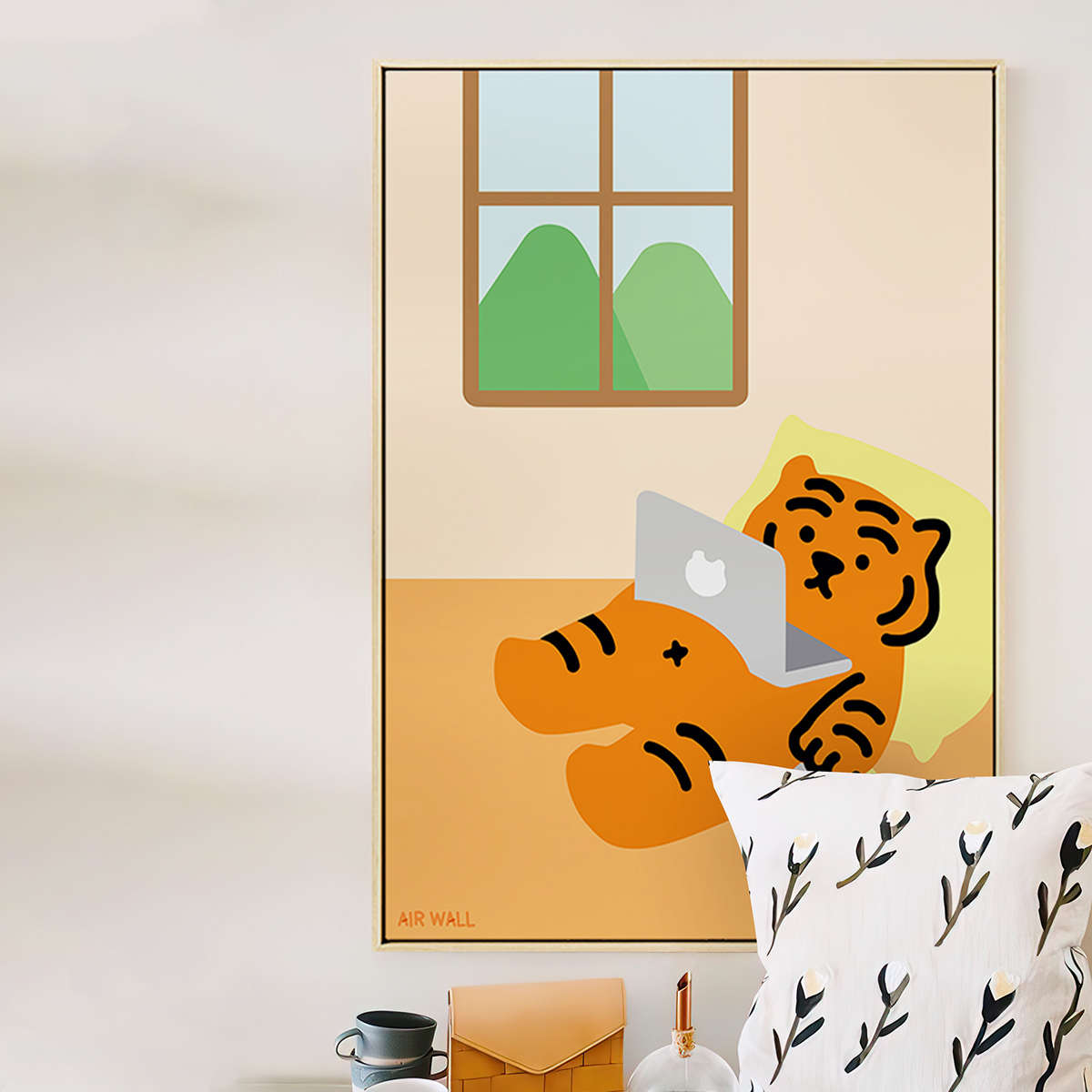 懒伞 小清新儿童房装饰画客厅小幅桌面摆画卧室床头竖版动物挂画