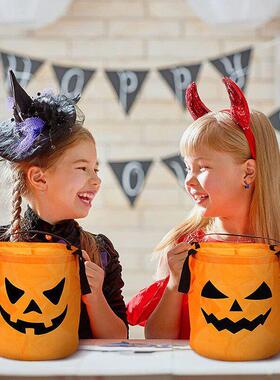 LED Light Halloween Trick or Treat Bucket Pumpkin Candy Bags