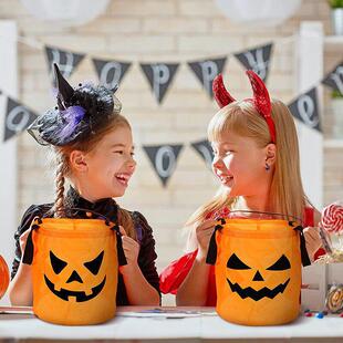 Trick Candy Light Bags Pumpkin Halloween Bucket LED Treat
