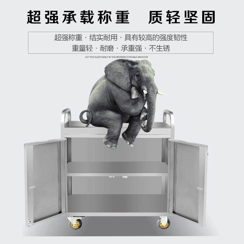 不锈钢手推餐车摆摊小推车商用外卖酒店推车酒水移动餐厅小吃摊车