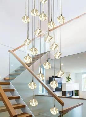 FVV现代简约极简复式别楼墅楼梯具间灯创意个性艺术长酒店楼梯吊