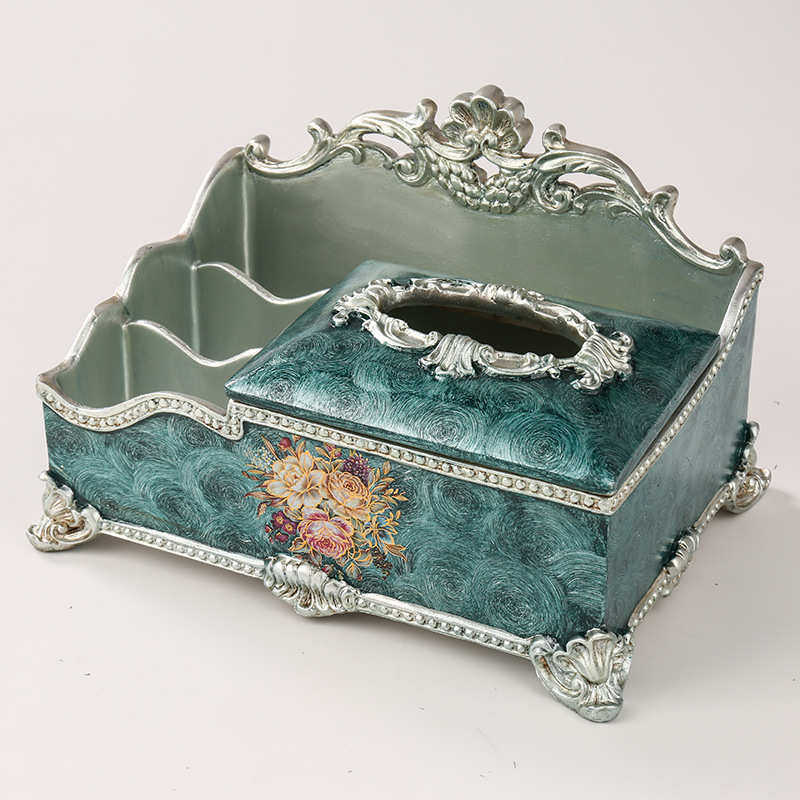 欧式大号纸巾盒多功能遥控收纳盒高档轻奢美式客厅茶几桌面装饰品,家居饰品,装饰纸巾盒,淘宝优惠券,粉丝福利购,淘宝优惠卷