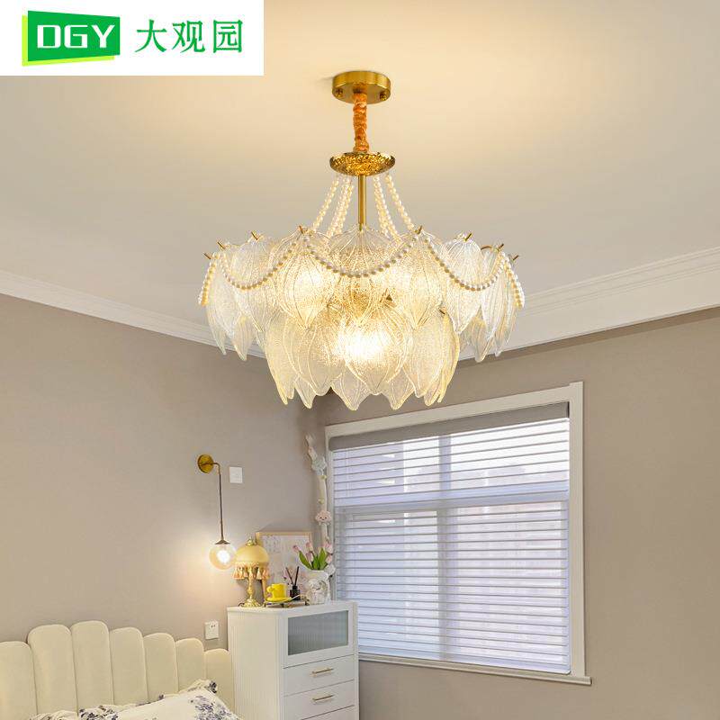 大观园现代简约水晶吊灯轻奢灯具银杏叶水晶吊灯客厅餐厅卧室灯具