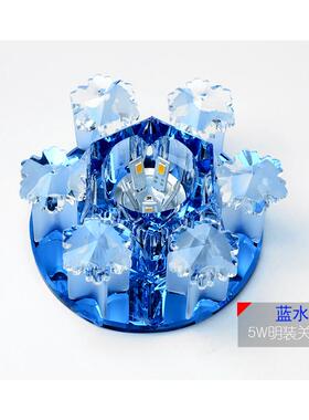 走廊灯 水晶过道灯玄关灯客厅筒灯 led吸顶灯天花装饰灯蓝色装饰