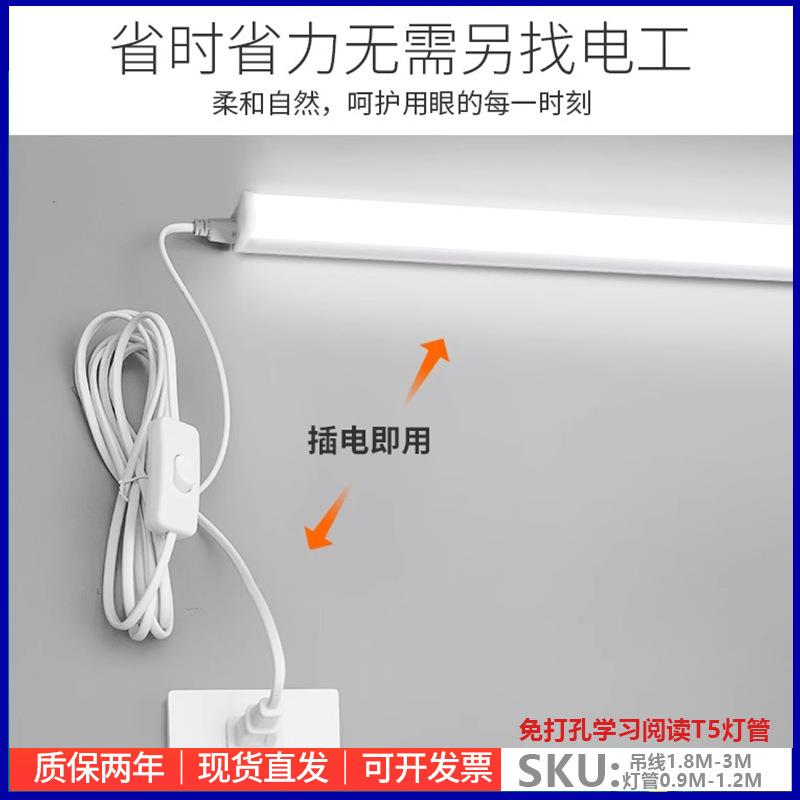 宿舍插电台灯学习阅读灯书桌床头led护眼T5灯管中山灯具免打孔