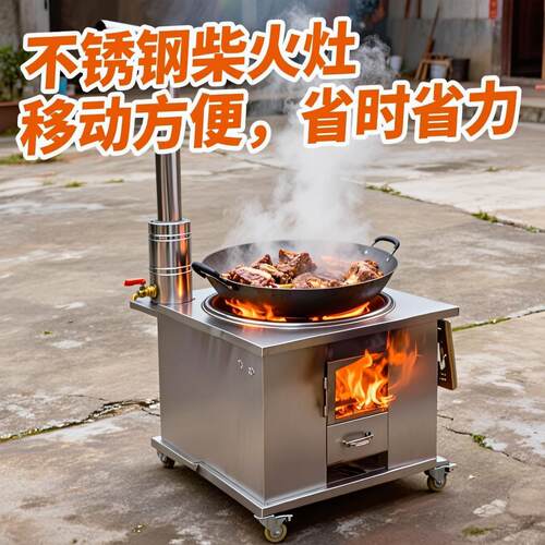 柴火灶2025新型烧木柴家用冬天室内取暖炉子无烟农村烤火移动大锅