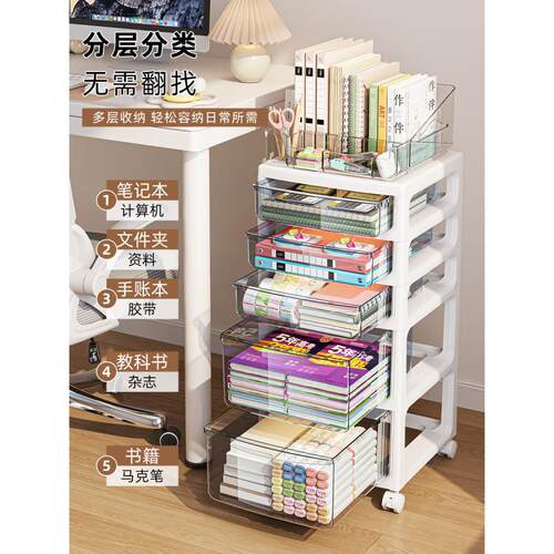 ll抽屉式文件收纳柜办公室桌下多层可移动储物柜学生桌面置物架柜