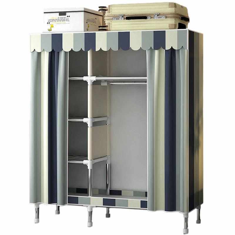 简易衣柜家用卧室钢管加粗粗加固组装布衣柜出租房落地架子收纳橱