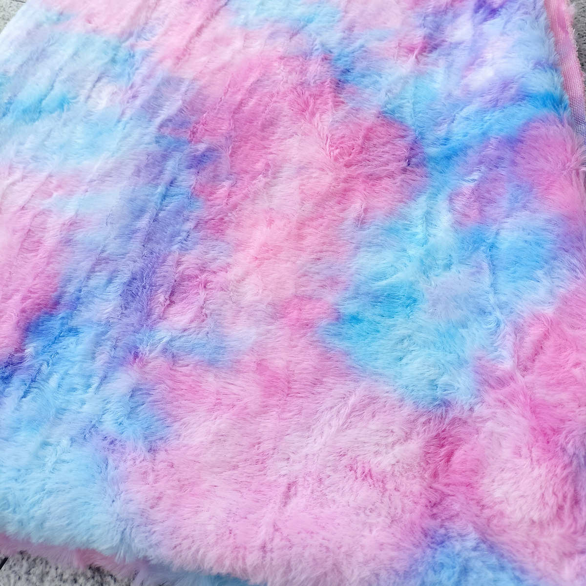 渐变毛兔毛布料面料扎染兔毛毛绒七彩12厂布料 毛绒500g 服装小小