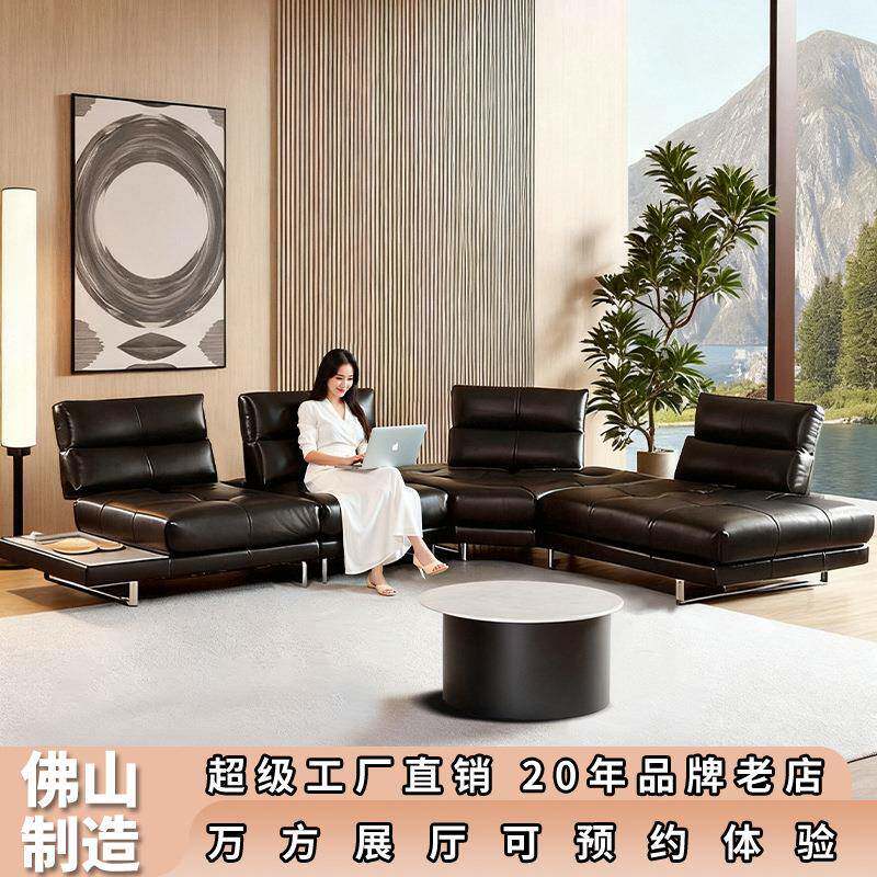 意式极简罗马真皮沙发高定大小户型客厅可移动靠背大坐深别墅沙发