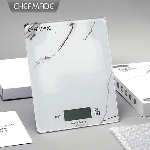 CHEFMADE学厨房电子秤1g钢化玻璃触屏家用量秤烘焙工具3kg台秤