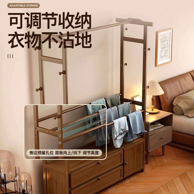 开ZYMJ5238放式衣帽架家用用衣架落地卧物室楠竹结挂实耐衣架收纳