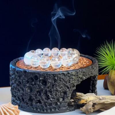 水晶净化消磁香炉白鼠尾草秘鲁圣木多功能熏香炉净化器皿燃烧容器