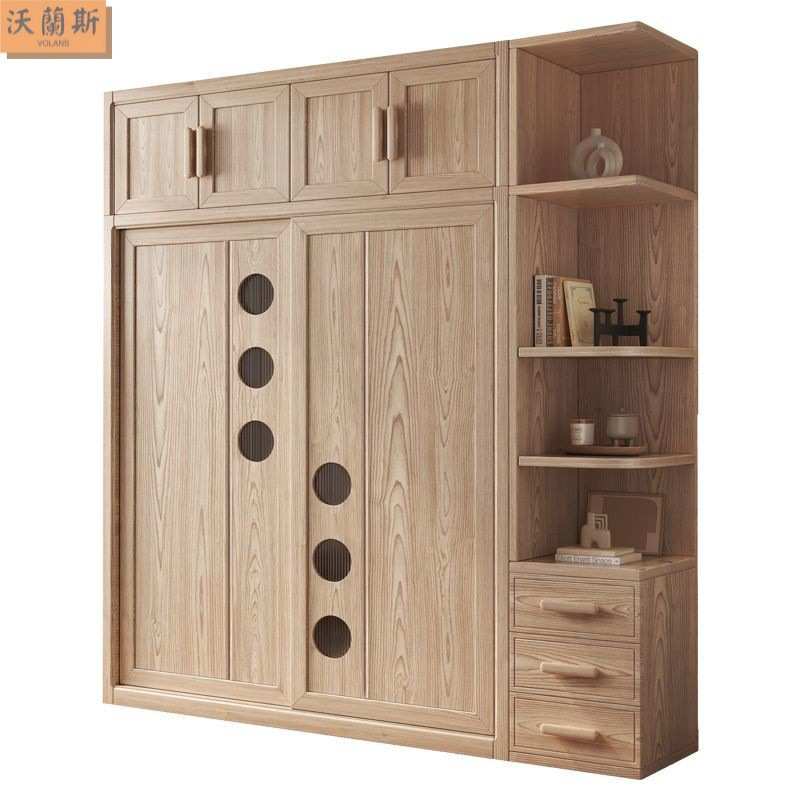 白蜡木框架实木衣柜北欧风现代简约卧室衣橱主卧家具大容量储物柜