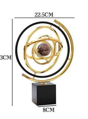 高档《旋转世界》轻奢大理装家居地球仪客厅饰现室代办公摆件石高