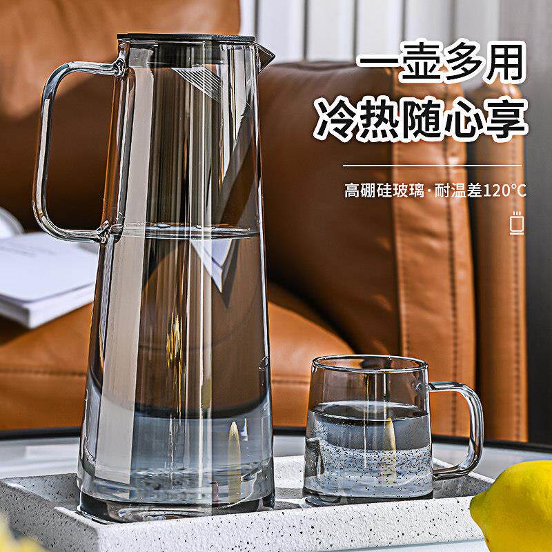 冷水壶家用冷水壶玻璃水壶大容量耐热高温茶壶凉白开水杯套装冷水