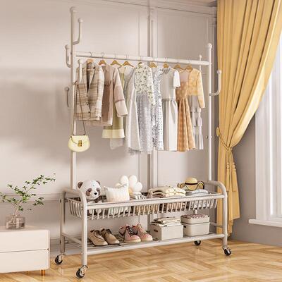 衣架落卧室家用阳台挂地衣服凉衣晾室TYM帽架子折叠简易内移动晒