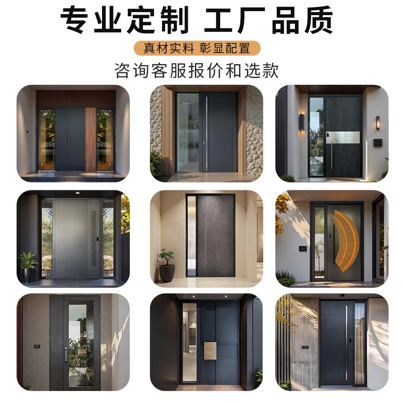 入户铸铝子母玻璃门别墅大门对开进户断桥新款农村自建房防盗定制